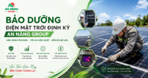 Kỹ sư chuyên gia đang tiến hành bảo dưỡng điện mặt trời định kỳ trên mái nhà xưởng