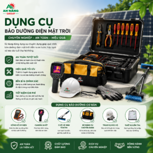 Kỹ thuật viên sử dụng thiết bị chuyên dụng khi thực hiện bảo dưỡng điện mặt trời