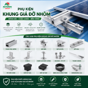 Các phụ kiện đi kèm khung giá đỡ điện mặt trời như kẹp biên, kẹp giữa và chân chữ L