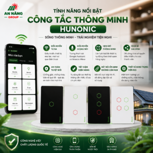 Người dùng thao tác điều khiển bật tắt đèn từ xa thông qua ứng dụng Hunonic trên điện thoại di động