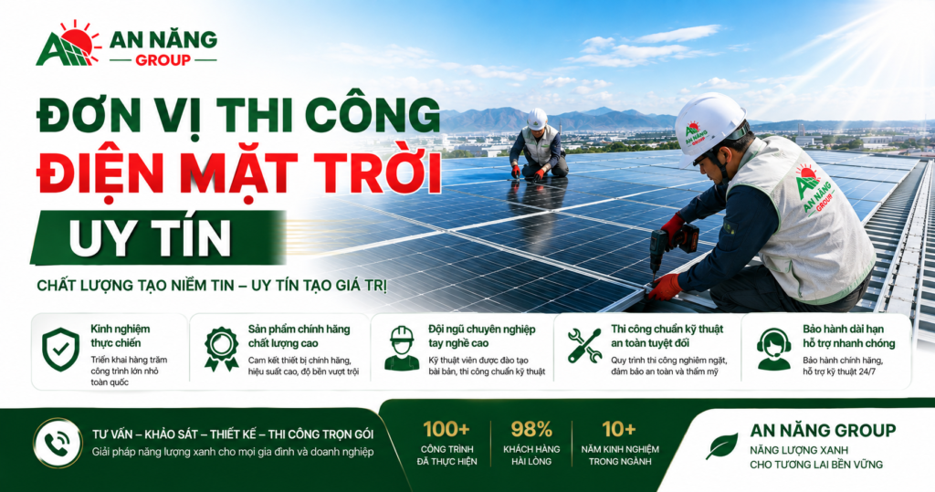 Đội ngũ kỹ sư An Năng Group thi công kiểm tra hệ thống điện mặt trời mái nhà đạt tiêu chuẩn an toàn kỹ thuật