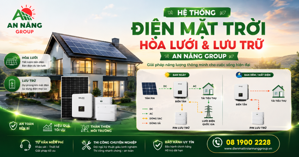 Kỹ sư An Năng Group tư vấn cho khách hàng sự khác biệt giữa hệ thống điện mặt trời hòa lưới và lưu trữ