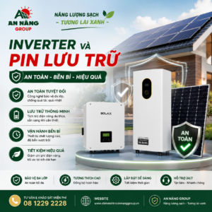 Biến tần Inverter và hệ thống pin lưu trữ Lithium chính hãng được kết nối an toàn, ngăn chặn tuyệt đối rủi ro cháy nổ khi có phụ kiện lắp điện mặt trời