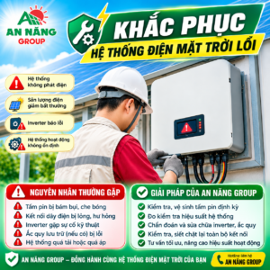 Kỹ sư An Năng Group sử dụng đồng hồ vạn năng để đo kiểm điện áp giàn pin và Inverter, xử lý dứt điểm hệ thống điện mặt trời lỗi