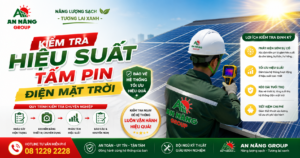 Kỹ thuật viên kiểm tra giàn pin năng lượng mặt trời áp mái để đánh giá hiệu suất tấm pin điện mặt trời sau nhiều năm