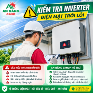 Màn hình biến tần Inverter hiển thị các thông số kỹ thuật giúp chẩn đoán nguyên nhân khi hệ thống điện mặt trời lỗi