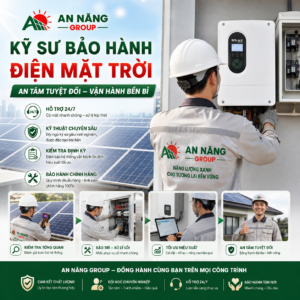 Kỹ sư kiểm tra thông số thiết bị để duy trì chế độ bảo hành hệ thống điện mặt trời
