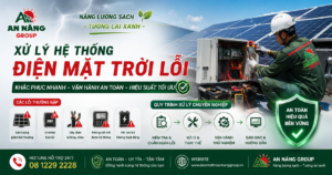 Kỹ thuật viên kiểm tra thông số trên biến tần Inverter để tìm nguyên nhân khi hệ thống điện mặt trời lỗi