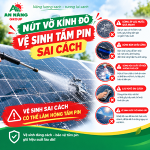 Tấm kính cường lực nứt vỡ hình mạng nhện do hiện tượng sốc nhiệt từ việc vệ sinh tấm pin sai cách vào buổi trưa