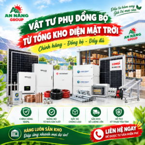 Trọn bộ tủ điện, thiết bị cắt lọc sét và cáp DC được đóng gói đồng bộ chuẩn bị giao từ kho điện mặt trời